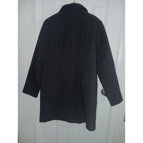 Gallery Women Coat Jacket Medium Quilt Black Long Sleeve Collared Zip Up Pockets - Picture 3 of 11